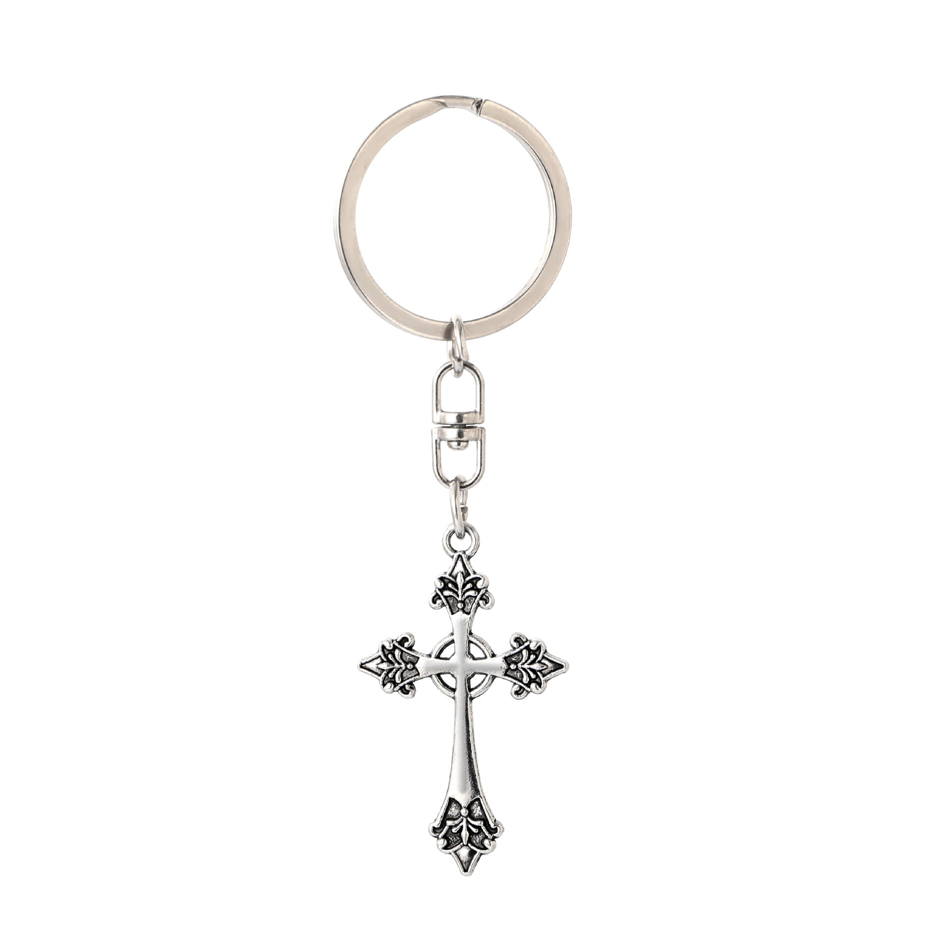 Wholesale Creative Flower Pattern Cross Zinc Alloy Keychain